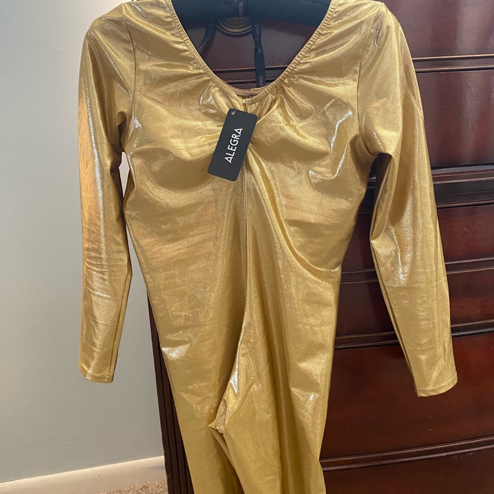 NWOT Never worn Gold metallic leotard Move Dance unitard, gold costume, gold